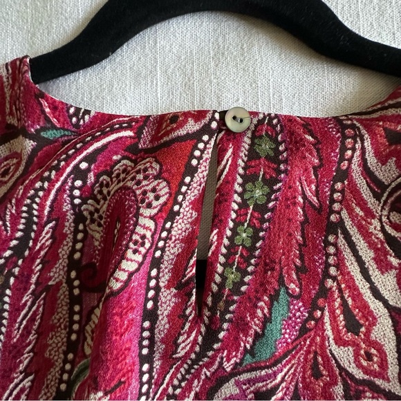 J Jill Blouse Womens L Red Paisley Long Sleeve Button Cuff Boho Floral Office - Picture 13 of 13